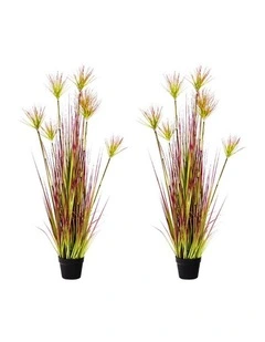 SOGA 2 Pack Purple Red Papyrus Artificial Plant 120cm