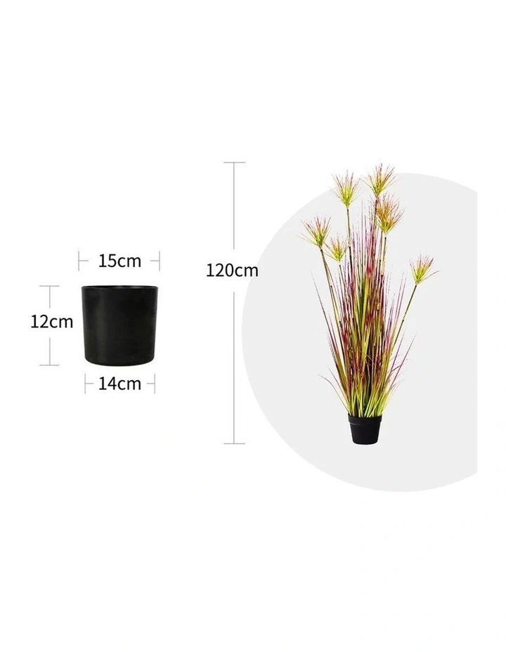SOGA 2 Pack Purple Red Papyrus Artificial Plant 120cm image 2