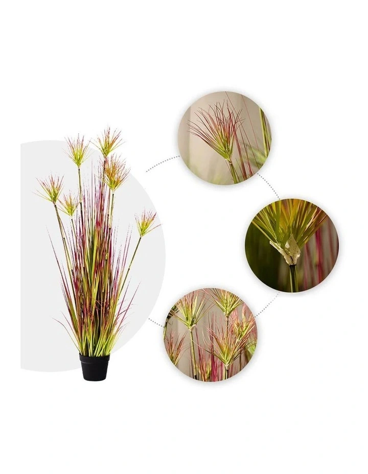 SOGA 2 Pack Purple Red Papyrus Artificial Plant 120cm image 3