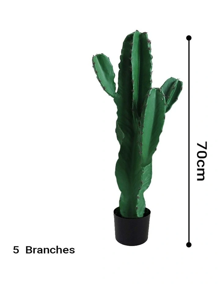 SOGA Cactus Artificial Plant 5 Heads With Pot 70cm image 2