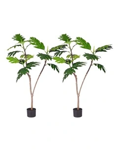 SOGA 2 Pack Split Leaf Philodendron Artificial Tree 120cm