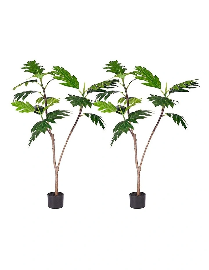 SOGA 2 Pack Split Leaf Philodendron Artificial Tree 120cm image 1