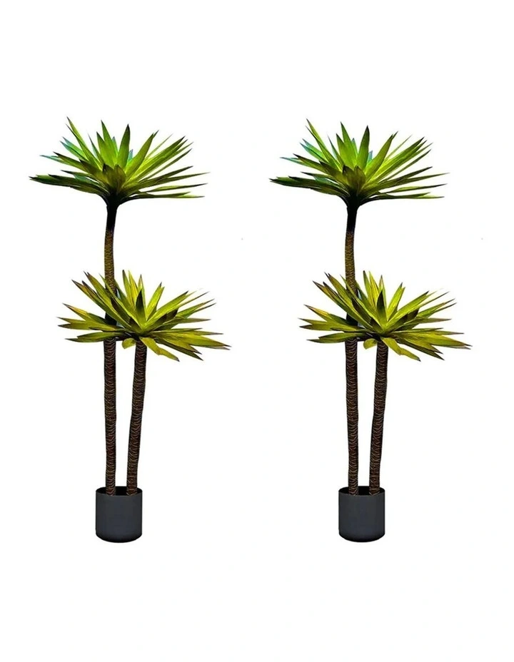SOGA 2 Pack Yucca Artificial Tree 2 Branches 150cm image 1