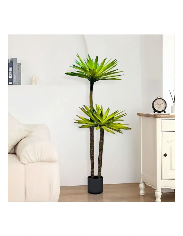SOGA 2 Pack Yucca Artificial Tree 2 Branches 150cm image 2