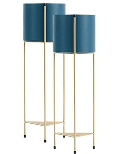 SOGA 2X 65cm Gold Metal Plant Stand 2 Tier Flower Pot Display Rack
