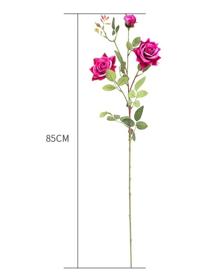 SOGA 12 Pack Dark Pink Artificial Silk Rose Stems image 2