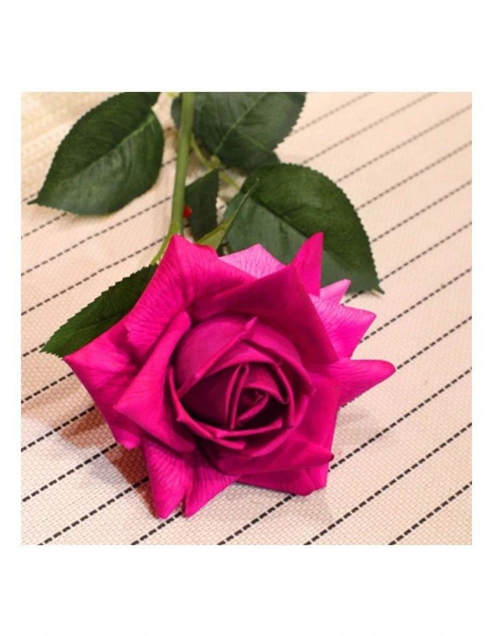 SOGA 12 Pack Dark Pink Artificial Silk Rose Stems image 3