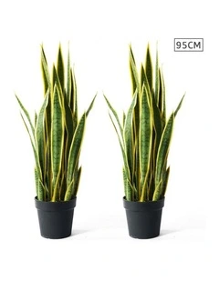 SOGA 2 Pack Yellow Edge Tiger Piran Artificial Plant 95cm