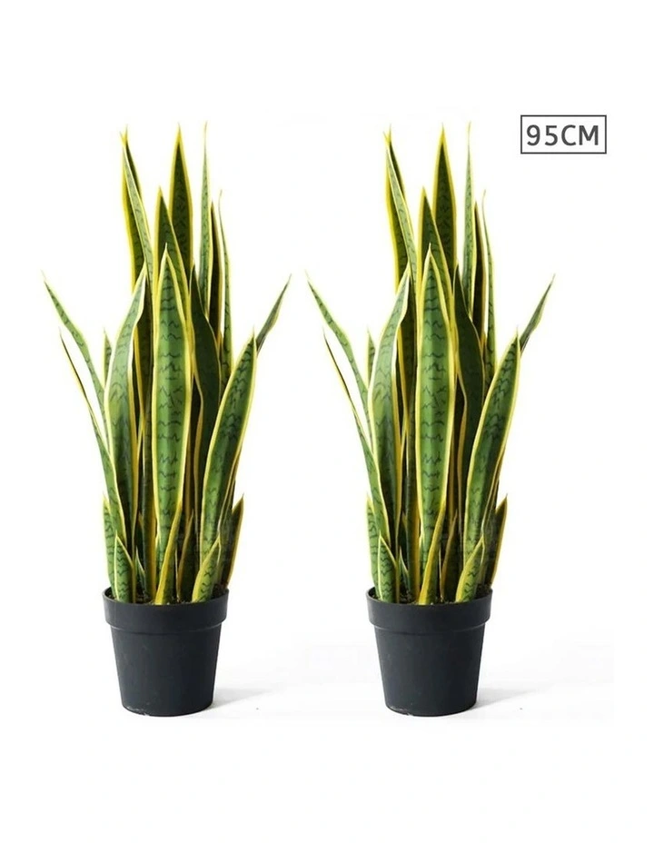 SOGA 2 Pack Yellow Edge Tiger Piran Artificial Plant 95cm image 1