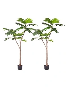 SOGA 2 Pack Split Leaf Philodendron Artificial Tree 150cm