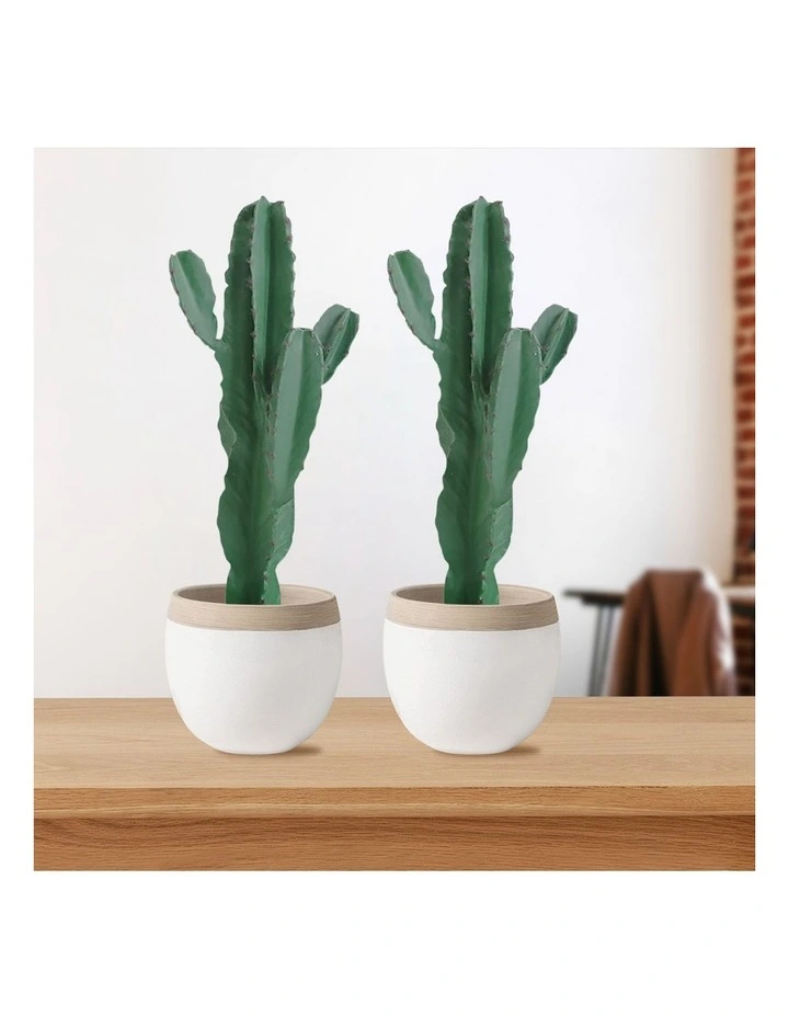 SOGA 2 Pack Cactus Artificial Plant 5 Heads 70cm image 6