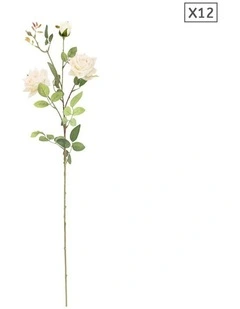 SOGA 12 Pack White Artificial Silk Rose Stems
