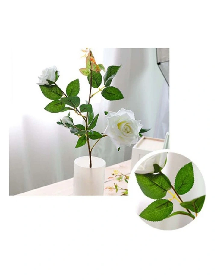 SOGA 12 Pack White Artificial Silk Rose Stems image 6