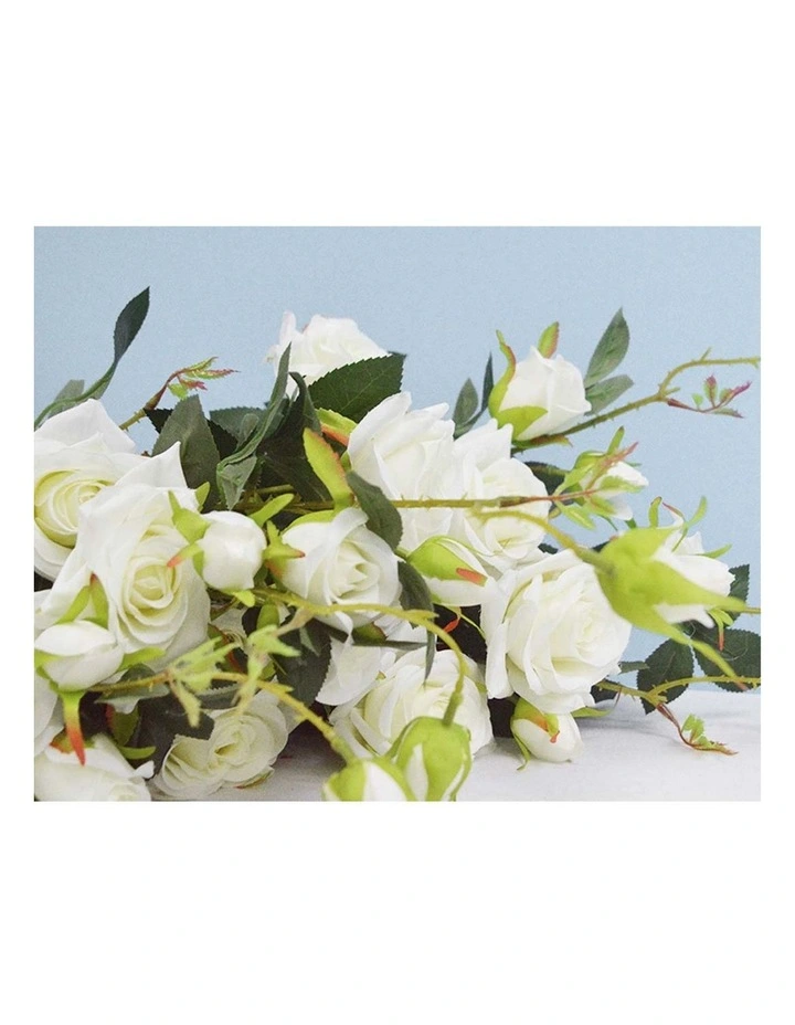 SOGA 12 Pack White Artificial Silk Rose Stems image 7