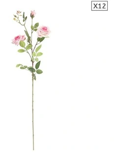SOGA 12 Pack Pink Artificial Silk Rose Stems