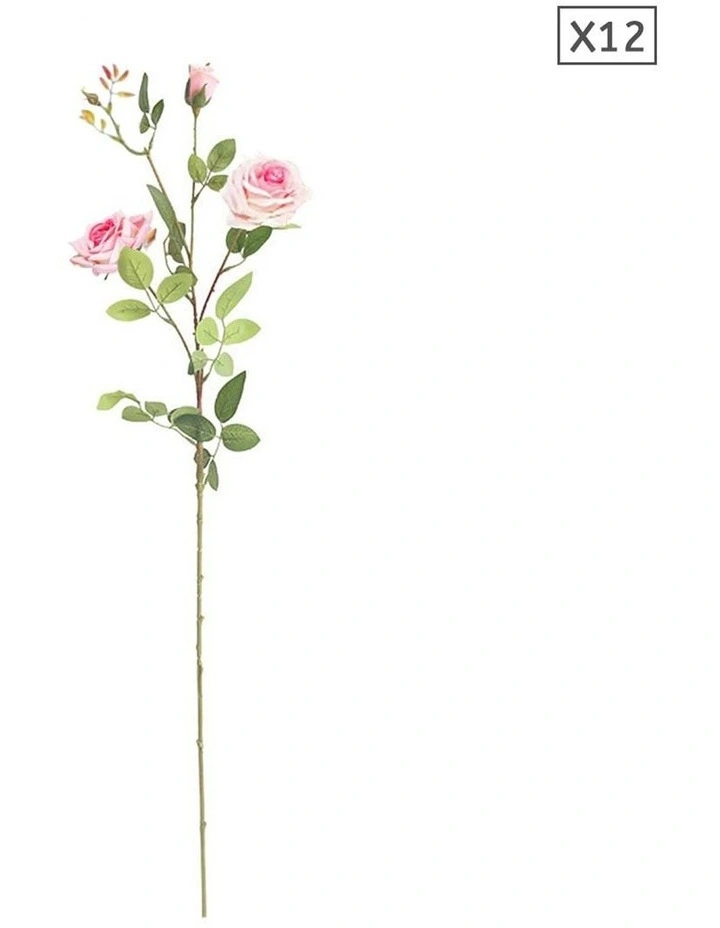 SOGA 12 Pack Pink Artificial Silk Rose Stems image 1