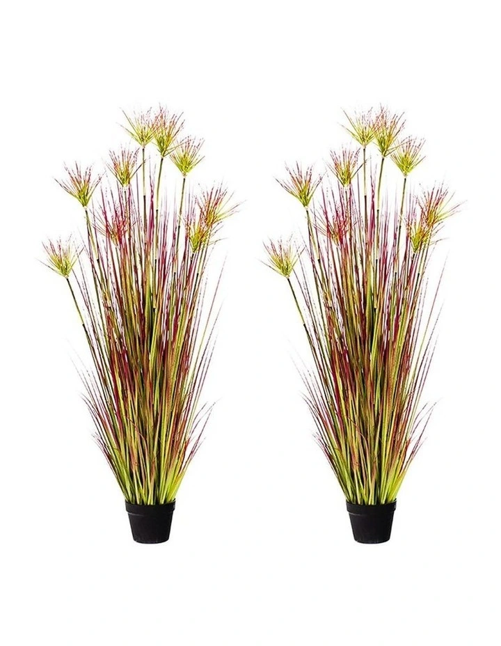 SOGA 2 Pack Purple Red Papyrus Artificial Plant 150cm image 1