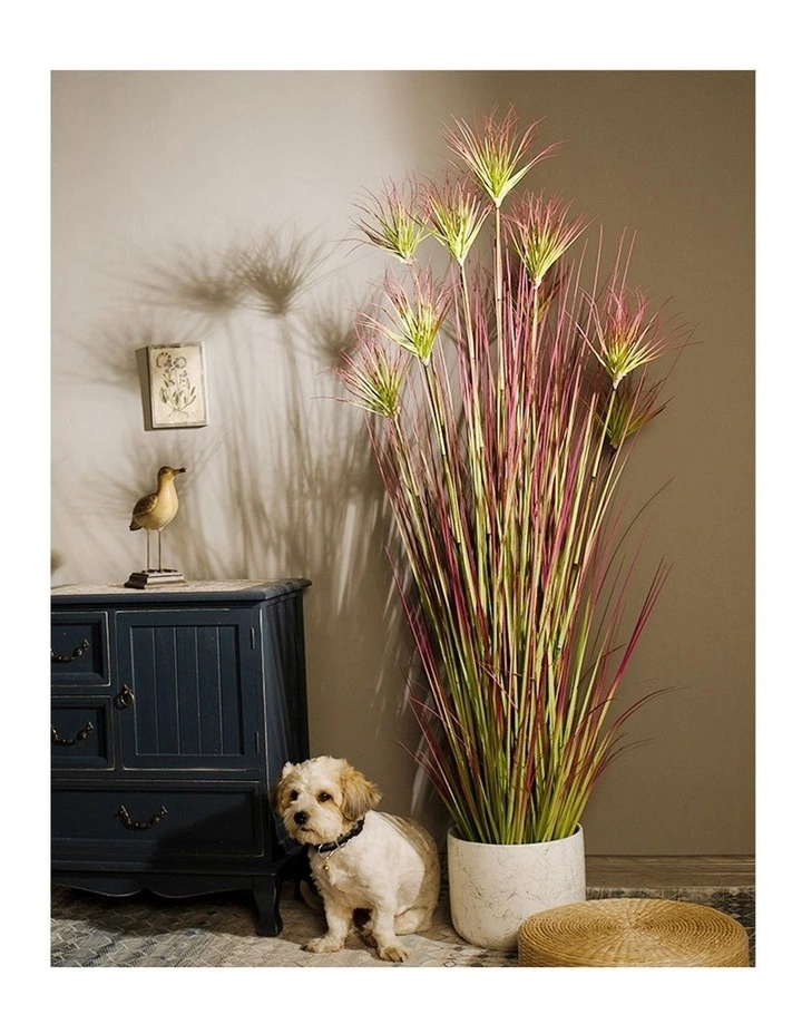 SOGA 2 Pack Purple Red Papyrus Artificial Plant 150cm image 3