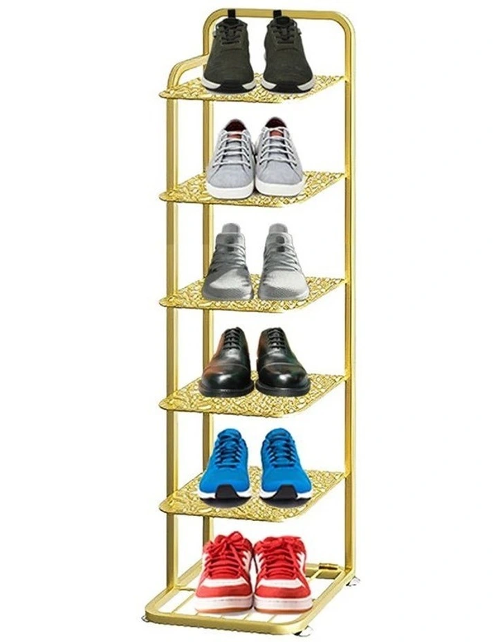 SOGA 6 Tier Gold Plated Metal Shoe Organizer Space Saving Portable Footwear image 1