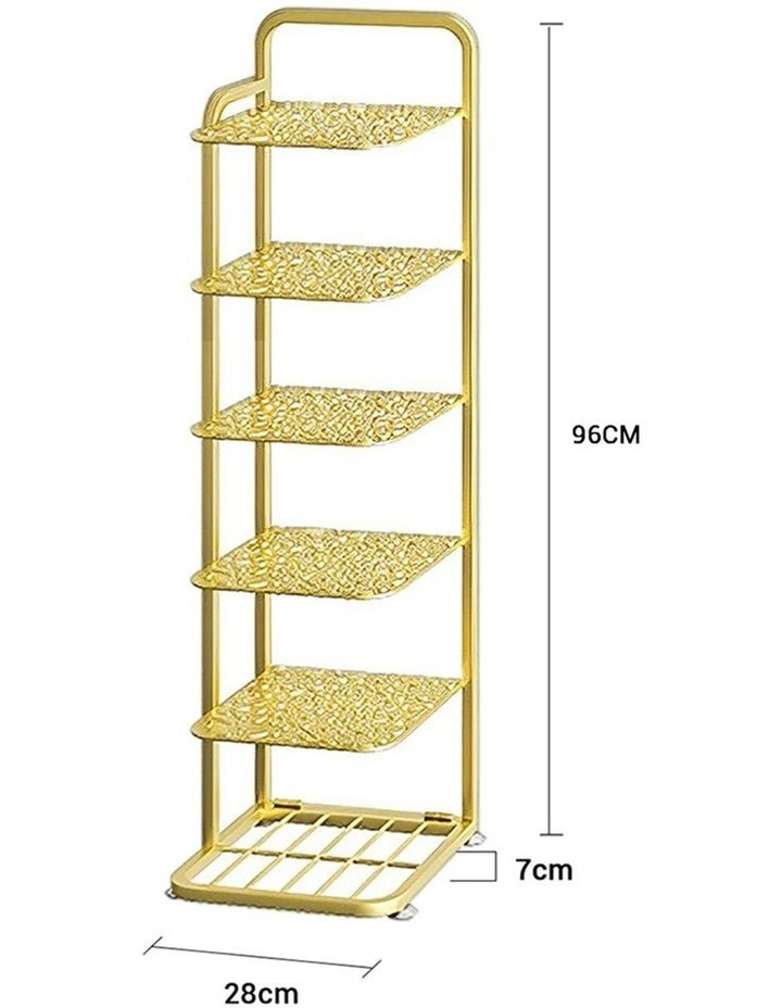 SOGA 6 Tier Gold Plated Metal Shoe Organizer Space Saving Portable Footwear image 2