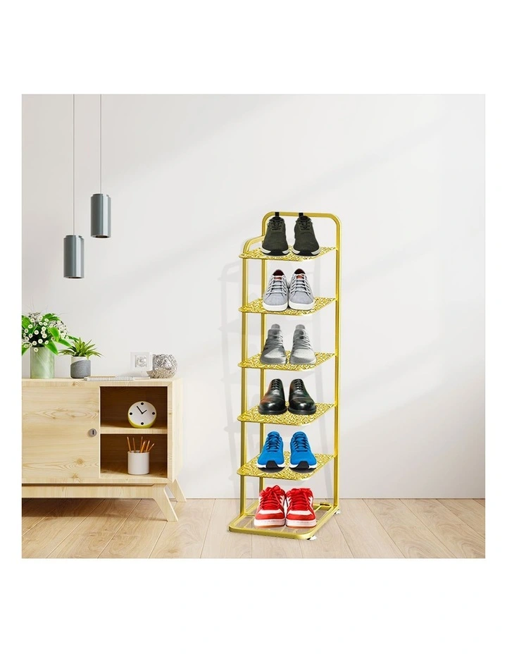 SOGA 6 Tier Gold Plated Metal Shoe Organizer Space Saving Portable Footwear image 3