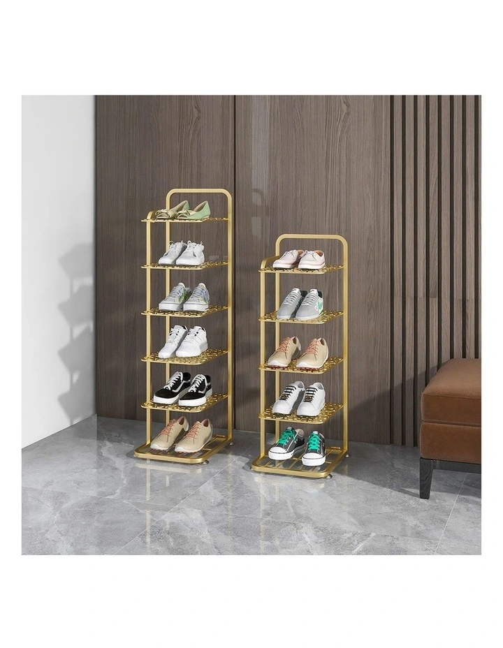 SOGA 6 Tier Gold Plated Metal Shoe Organizer Space Saving Portable Footwear image 5