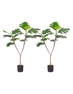 SOGA 2 Pack Split Leaf Philodendron Artificial Tree 90cm