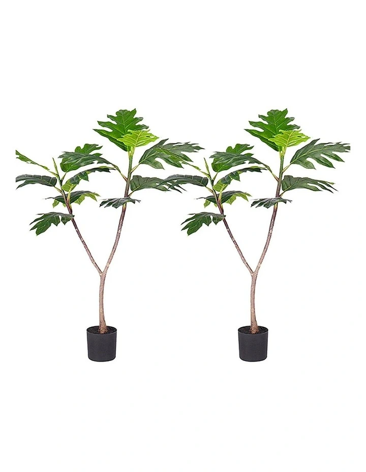 SOGA 2 Pack Split Leaf Philodendron Artificial Tree 90cm image 1
