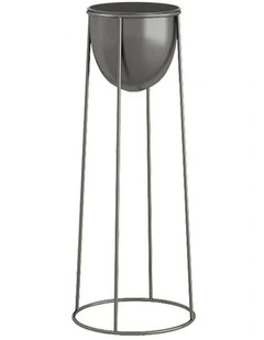 SOGA 70cm Round Wire Metal Flower Pot Stand with Black Flowerpot Holder Rack