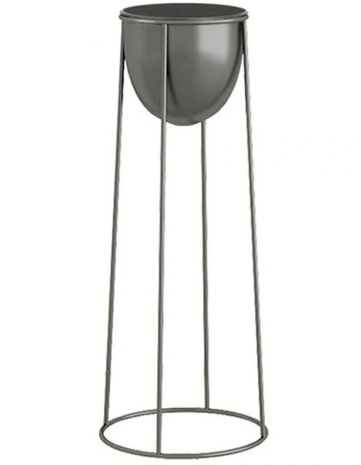 SOGA 70cm Round Wire Metal Flower Pot Stand with Black Flowerpot Holder Rack image 1