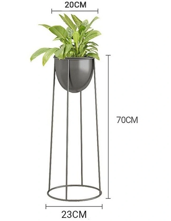 SOGA 70cm Round Wire Metal Flower Pot Stand with Black Flowerpot Holder Rack image 2