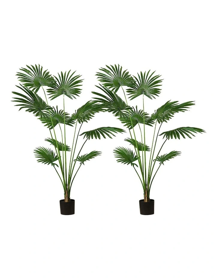 SOGA 2 Pack Fan Palm Artificial Plant 180cm image 1