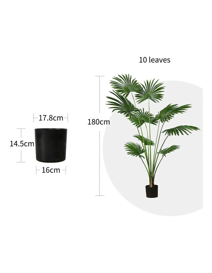 SOGA 2 Pack Fan Palm Artificial Plant 180cm image 2