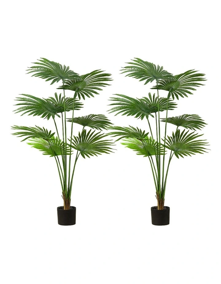 SOGA 2 Pack Fan Palm Artificial Plant 150cm image 1