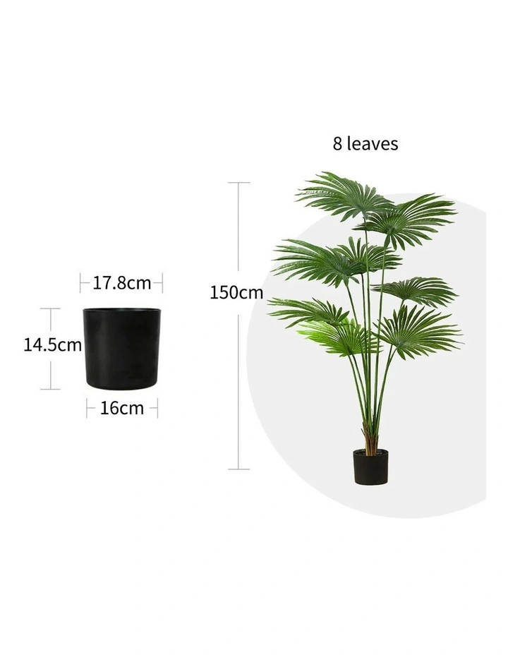 SOGA 2 Pack Fan Palm Artificial Plant 150cm image 2