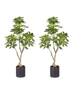 SOGA 2 Pack Artificial Plant With Pot Set 80cm