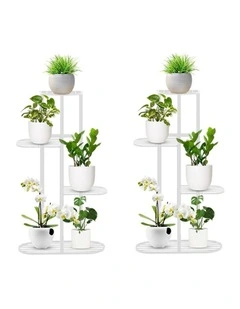 SOGA 2X 4 Tier 5 Pot White Plant Rack