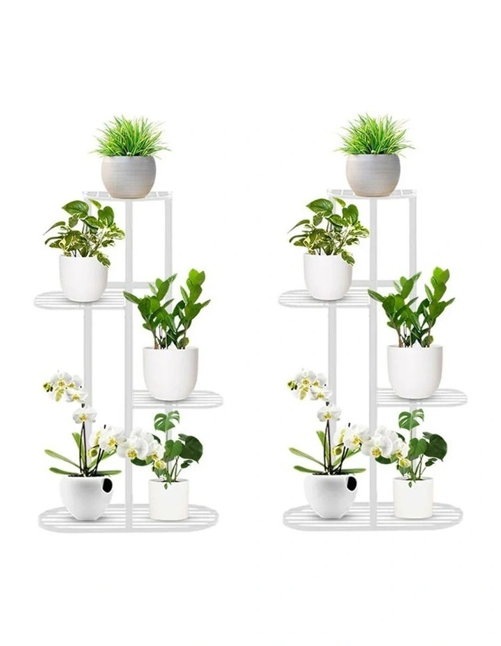 SOGA 2X 4 Tier 5 Pot White Plant Rack image 1