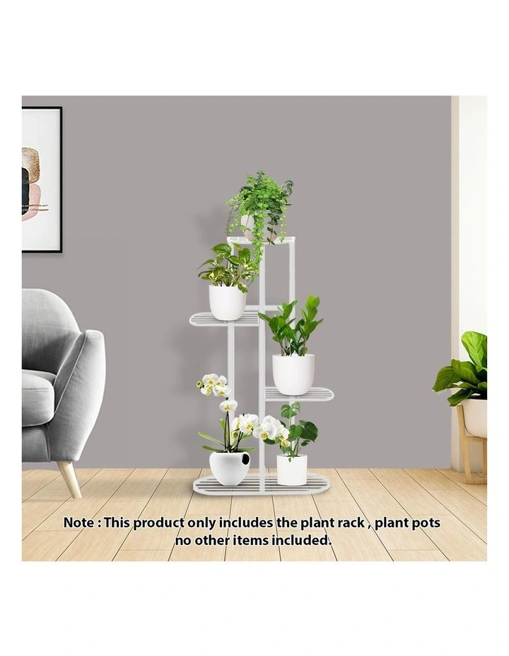SOGA 2X 4 Tier 5 Pot White Plant Rack image 2