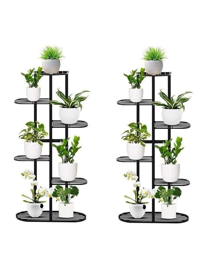 SOGA 2X 6 Tier 7 Pot Black Plant Rack image 1
