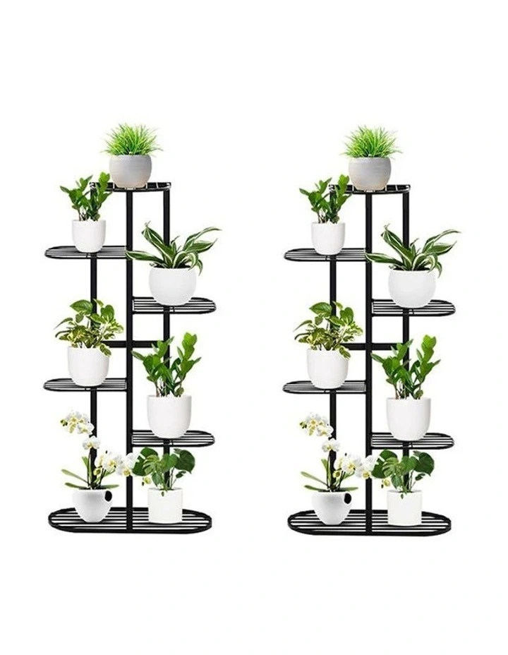 SOGA 2X 6 Tier 7 Pot Black Plant Rack image 1