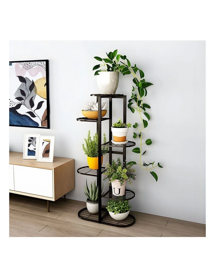 SOGA 2X 6 Tier 7 Pot Black Plant Rack image 4