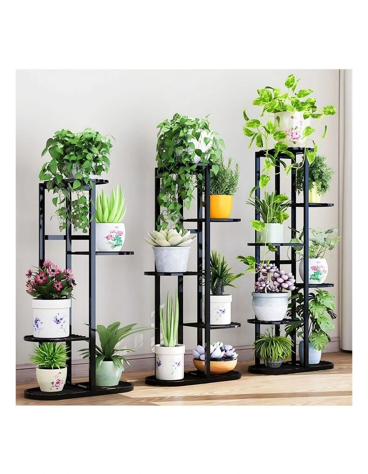 SOGA 2X 6 Tier 7 Pot Black Plant Rack image 7