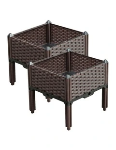 SOGA 2X 40cm Raised Planter Box Vegetable Herb Flower Outdoor Plastic Plants Garden Bed with Legs