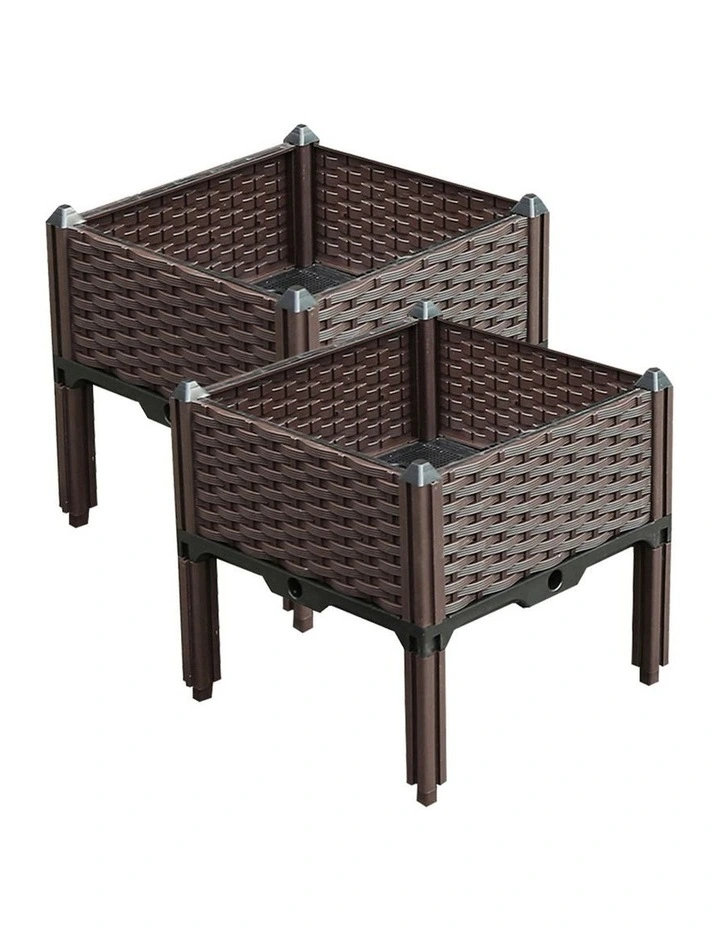 SOGA 2X 40cm Raised Planter Box Vegetable Herb Flower Outdoor Plastic Plants Garden Bed with Legs image 1