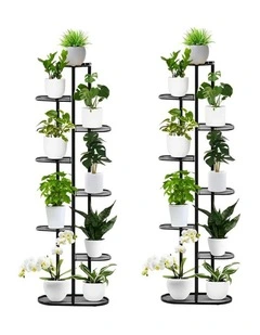 SOGA 2X 8 Tier 9 Pot Black Plant Rack