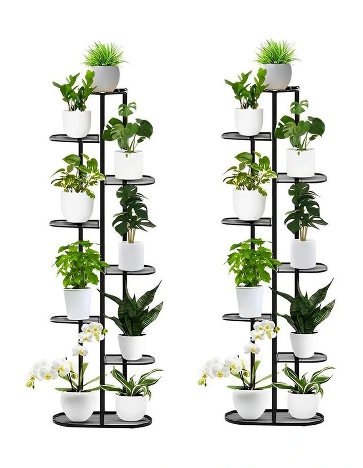 SOGA 2X 8 Tier 9 Pot Black Plant Rack image 1