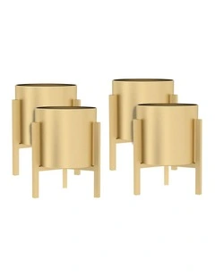 SOGA 4X 30CM Gold Metal Plant Stand with Flower Pot Holder Corner Shelving Rack Indoor Display