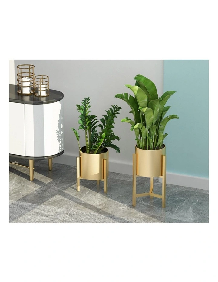 SOGA 4X 30CM Gold Metal Plant Stand with Flower Pot Holder Corner Shelving Rack Indoor Display image 3