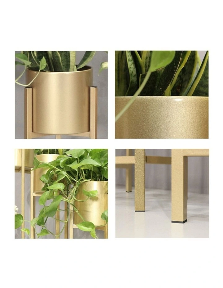 SOGA 4X 30CM Gold Metal Plant Stand with Flower Pot Holder Corner Shelving Rack Indoor Display image 4